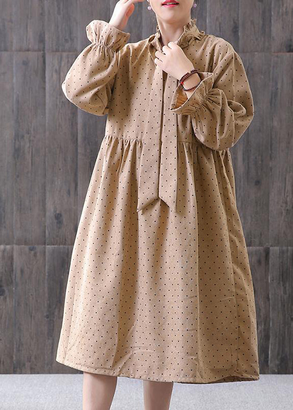 Spring Small Dot Petal Sleeve Literary Dress
