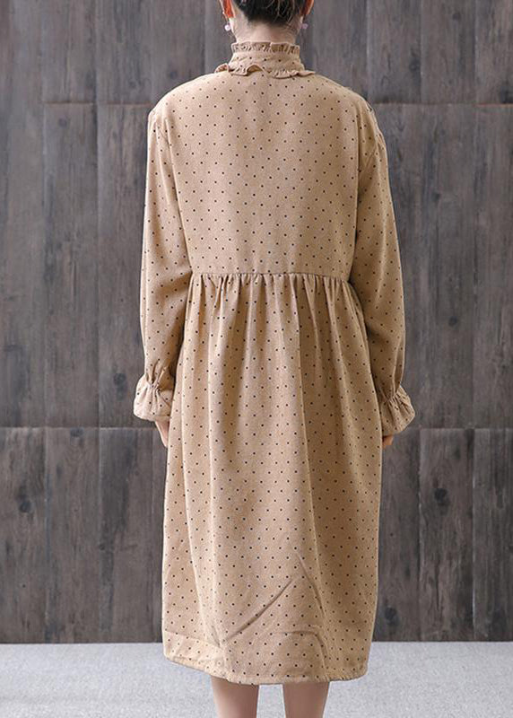 Spring Small Dot Petal Sleeve Literary Dress