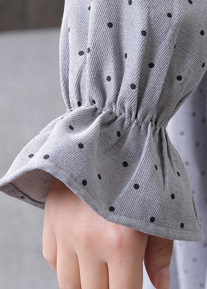 Spring Small Dot Petal Sleeve Literary Dress