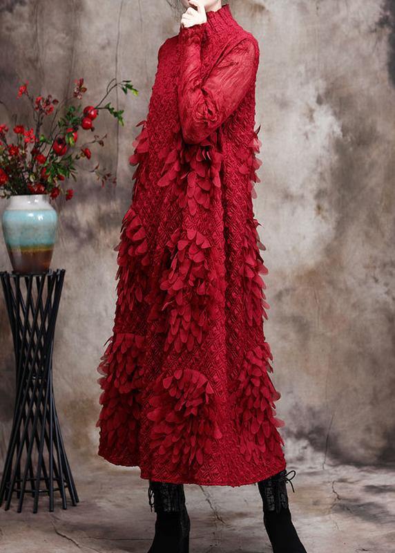 Red Feather Spring Maxi Dress Long Dresses