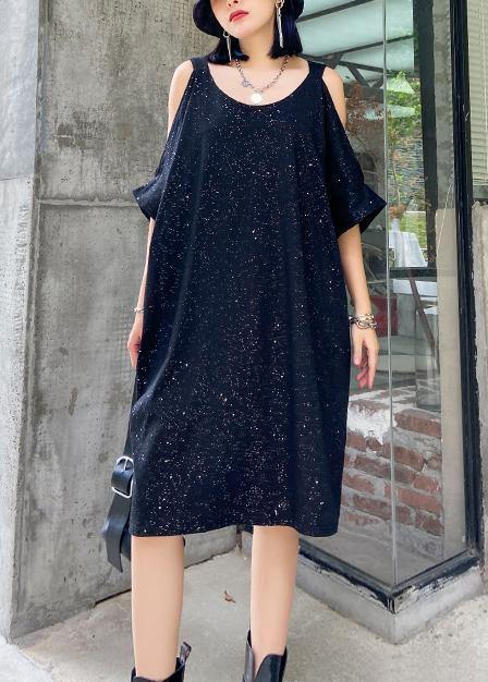 Starry Sky Black Clothes Off the Shoulder Tunic Dresses