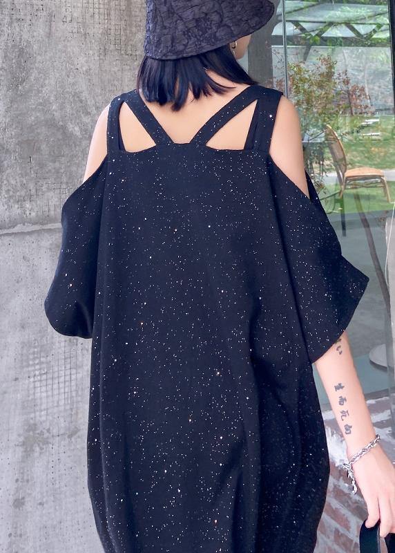Starry Sky Black Clothes Off the Shoulder Tunic Dresses