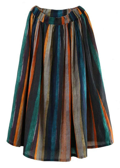 Striped a Line Retro Print Skirts Linen