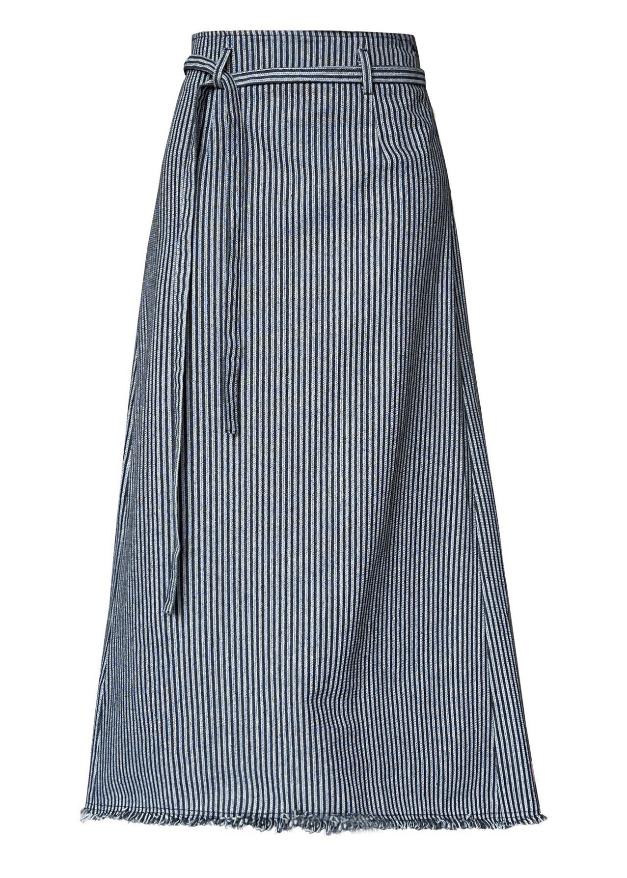 Striped High Waist Tie Waist Maxi Skirts
