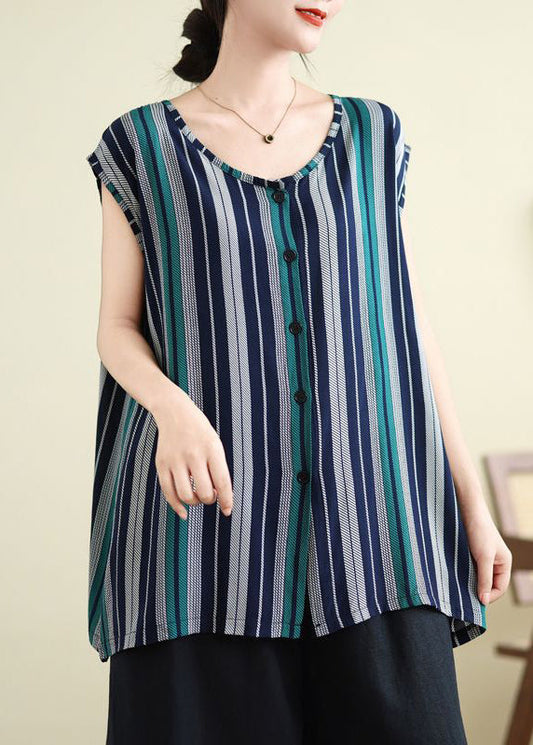 Striped O-neck Long Tank Summer