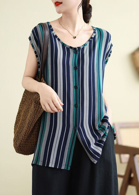 Striped O-neck Long Tank Summer