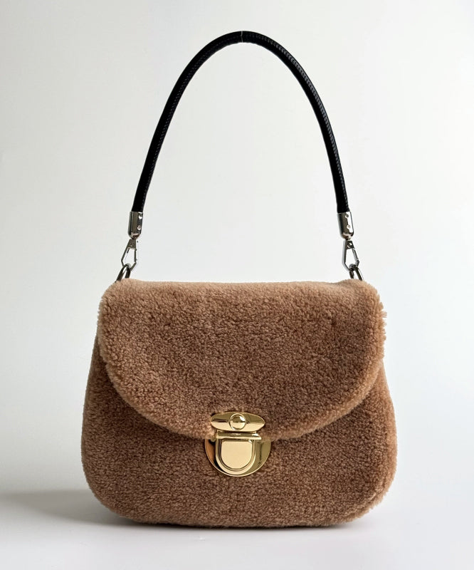 Stylish Pink Versatile Woolen Shoulder Bag