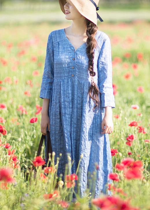 Summer Dress Design Blue Striped Dresses