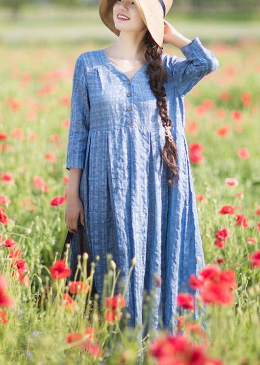 Summer Dress Design Blue Striped Dresses