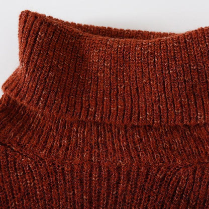 Sweater Dress High Neck Dark Red Oversized Knitwear Spring