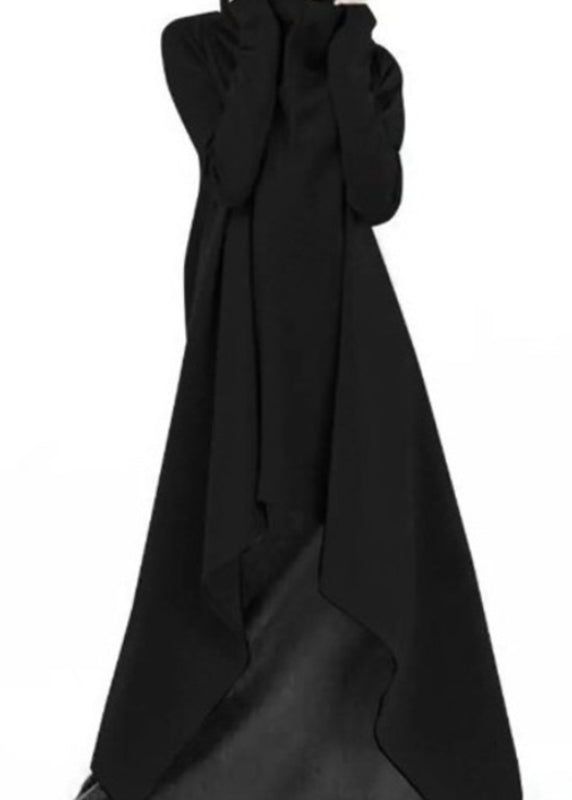 Turtleneck Sweatshirt High Low Long Dress Red