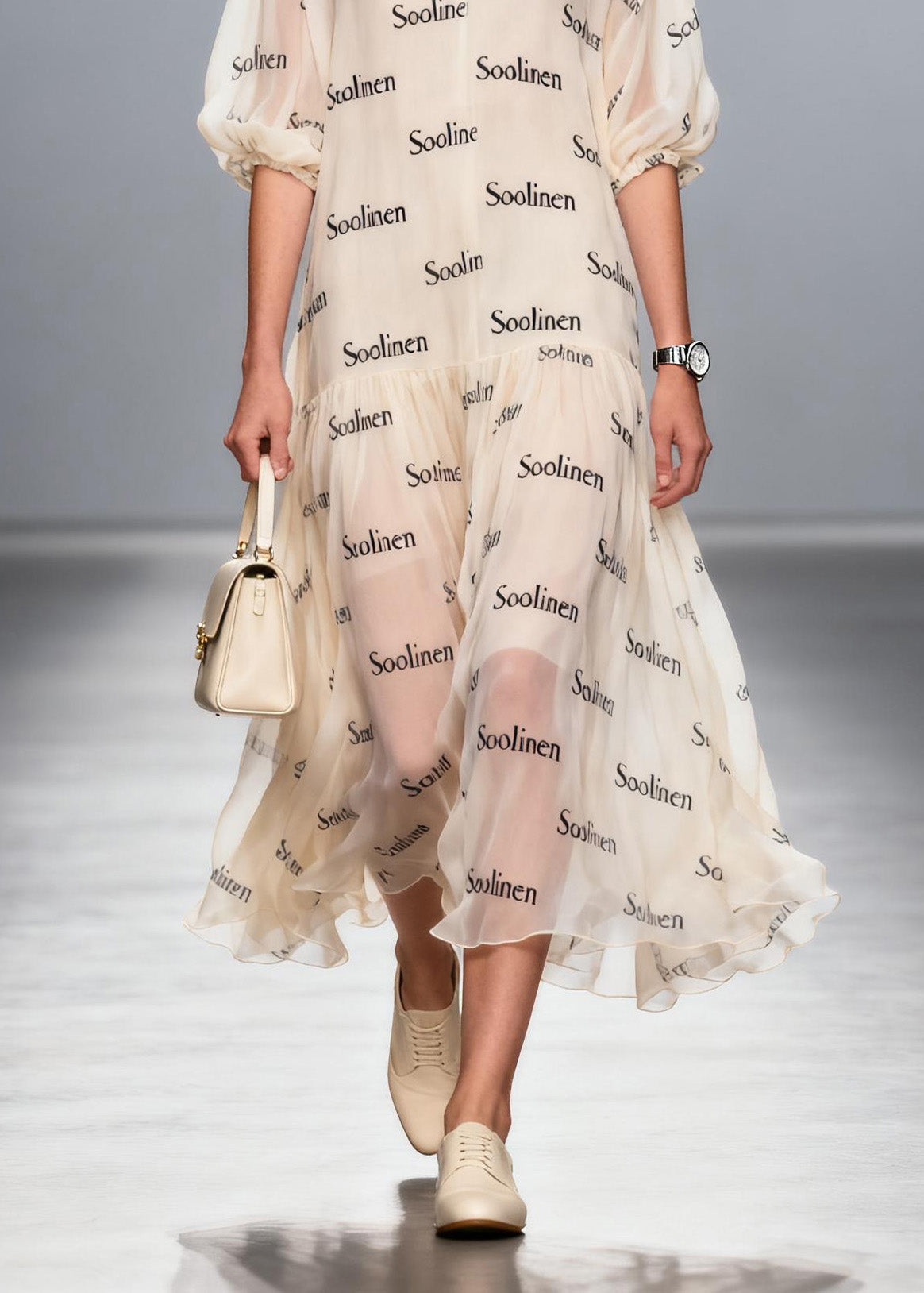 V Neck Print Chiffon Long Dress Summer