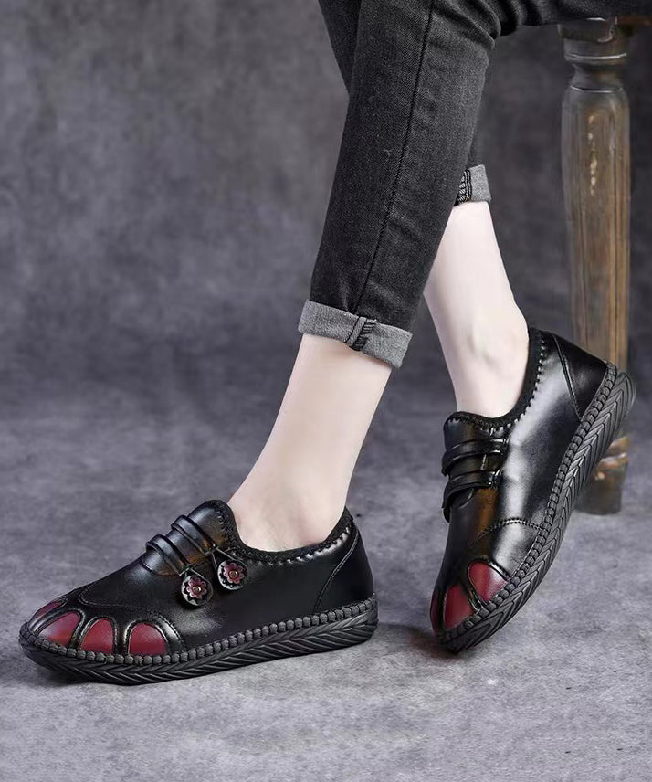 Warm Flat Feet Shoes Black Fuzzy Wool Lined