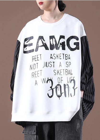 Women White Chic Patchwork Plus Size Autumn Tops