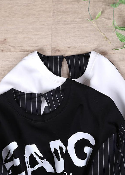 Women White Chic Patchwork Plus Size Autumn Tops
