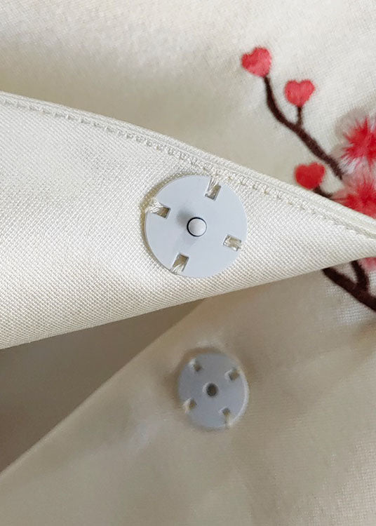 White Embroideried Patchwork Silk Outwear Long Sleeve