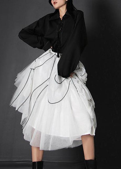 White High Waist Cinched Summer Skirts