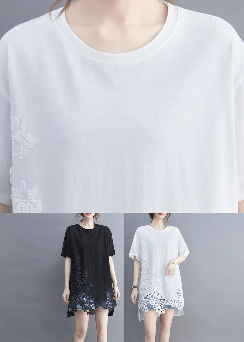 White Hollow Out T Shirts Summer