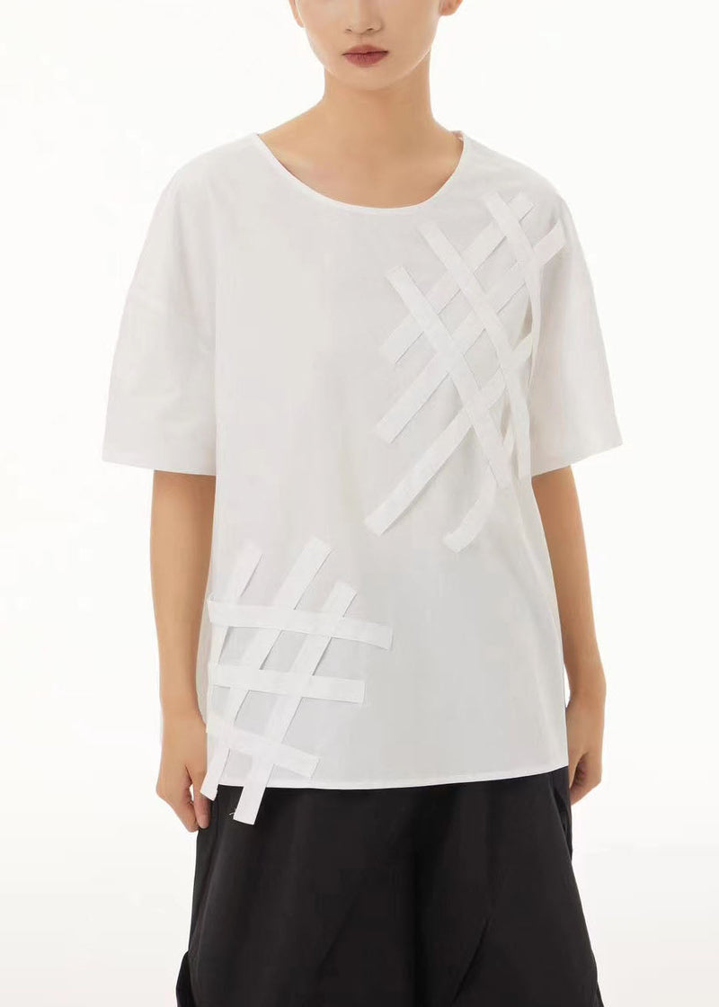 White O-neck Oversized Cotton Tank Tops Summer