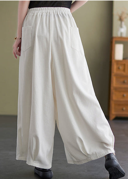 White Oversized Draping Cotton Pants Summer