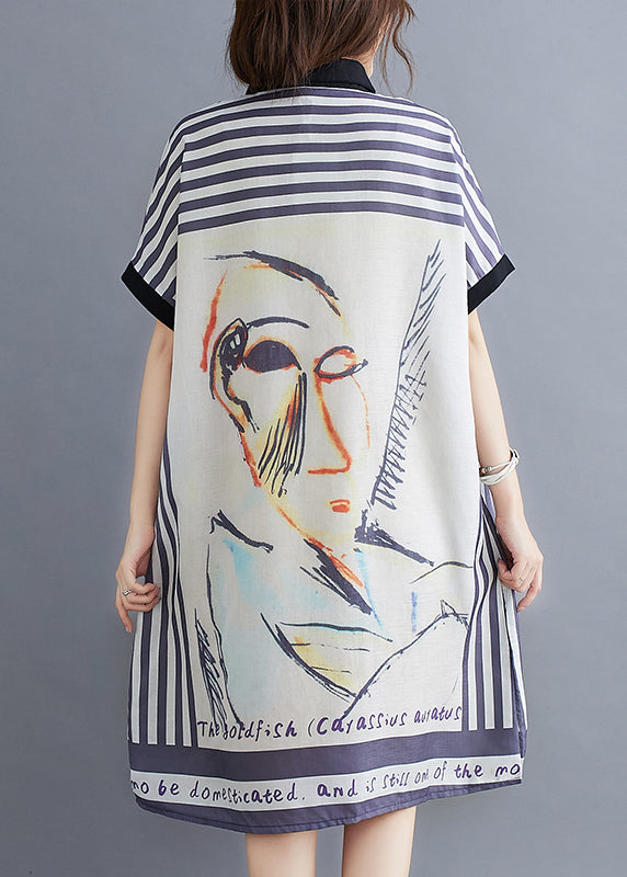 White Oversized Print Cotton Maxi Dress Summer