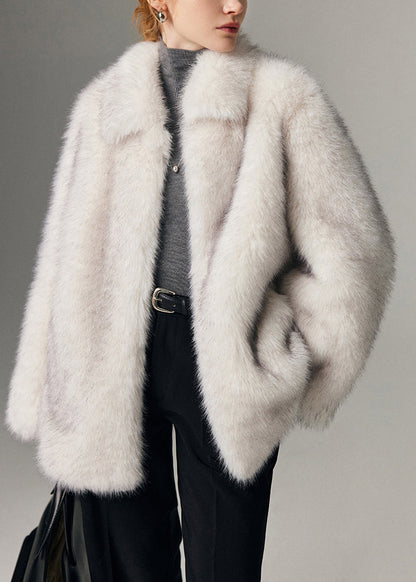 White Oversized Warm Faux Fur Jackets Winter