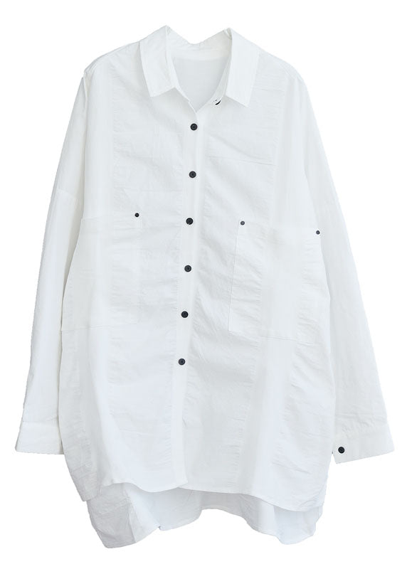 White Peter Pan Collar Button Tops Spring