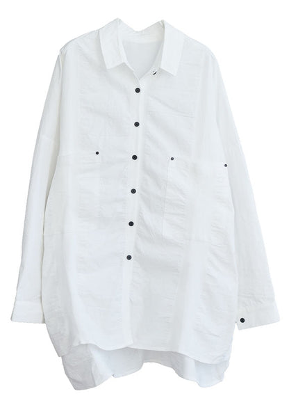 White Peter Pan Collar Button Tops Spring