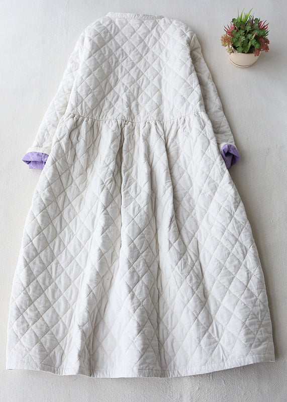 White Plaid Pockets Fine Cotton Filled Trenchs Spring