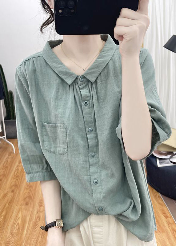 White Button Cotton Shirts Bracelet Sleeve