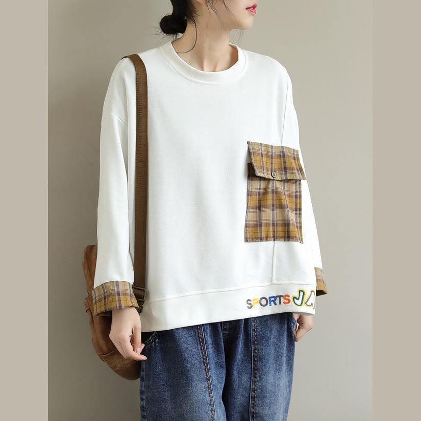 Women White cotton Clothes For Women Long Sleeve Art Embroidery Pockets blouses