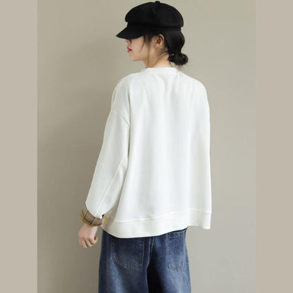 Women White cotton Clothes For Women Long Sleeve Art Embroidery Pockets blouses
