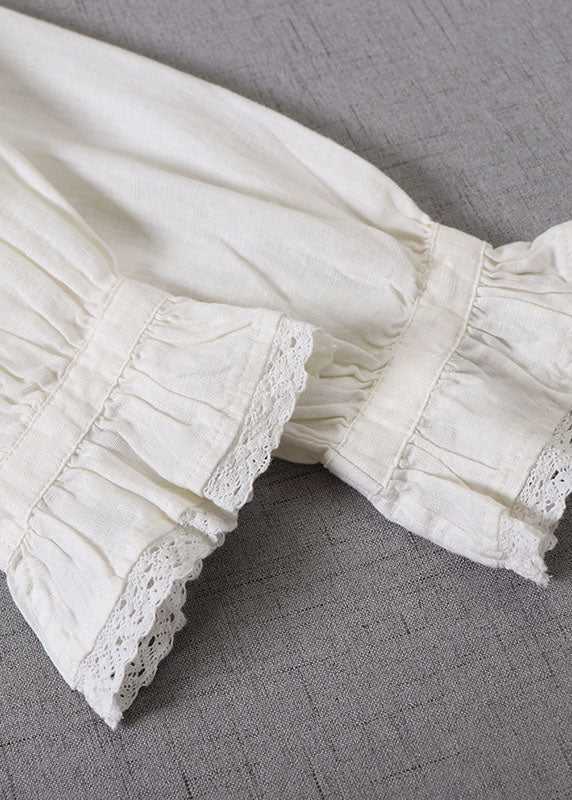 Women White wrinkled Patchwork Tops Long Sleeve