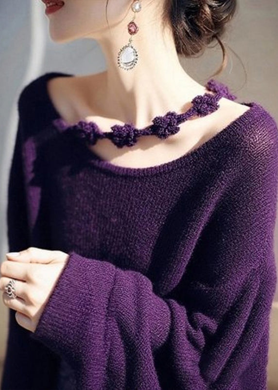 Wine Red O-neck Cozy Knit Sweater Fall