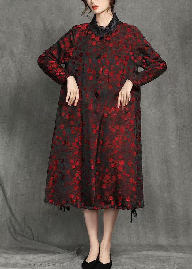 Yellow Button Dot Pockets Long Coats Winter