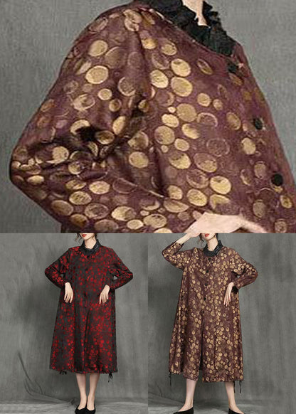 Yellow Button Dot Pockets Long Coats Winter