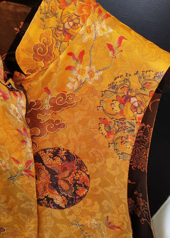 Yellow Button Jacquard Wear on Both Sides Fall Sleeveless Vest