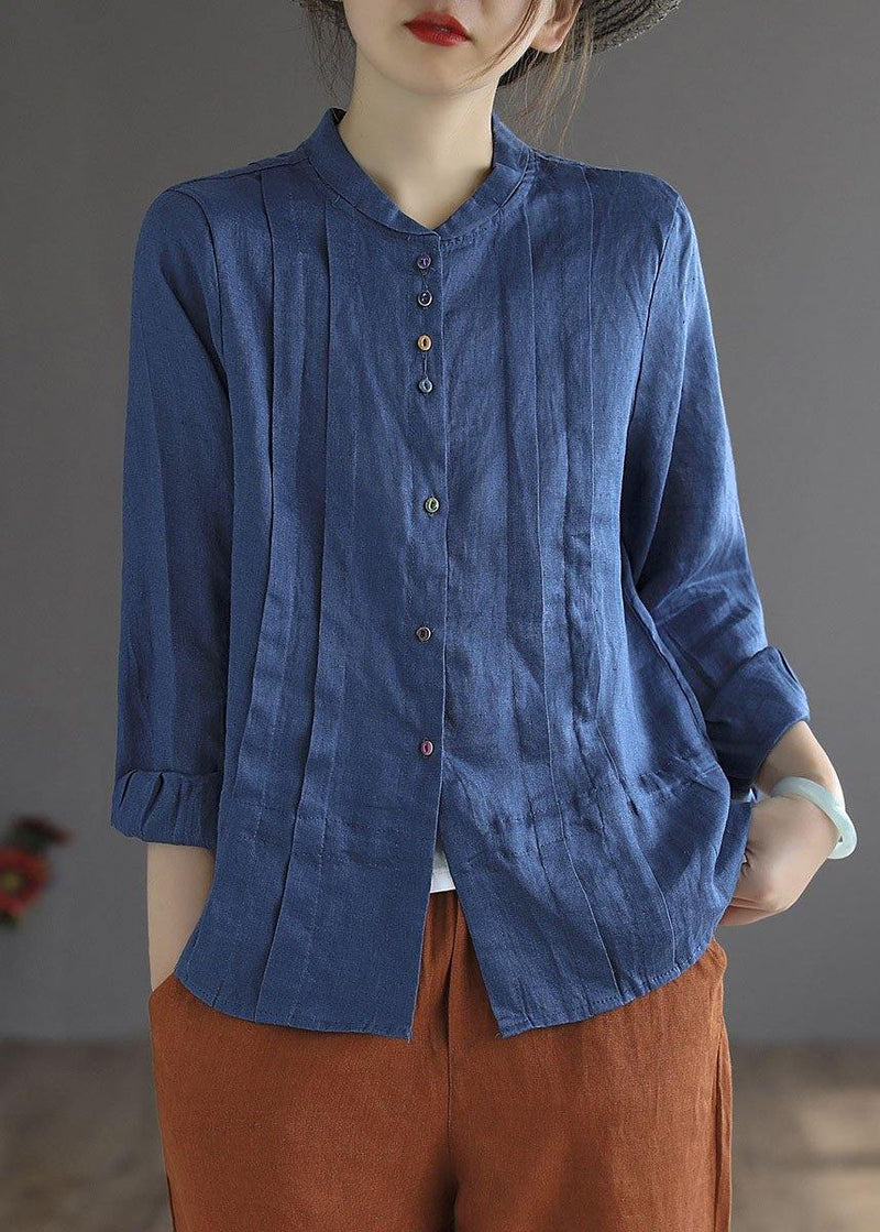 Yellow-floral1 Button Fall Top Long Sleeve Linen