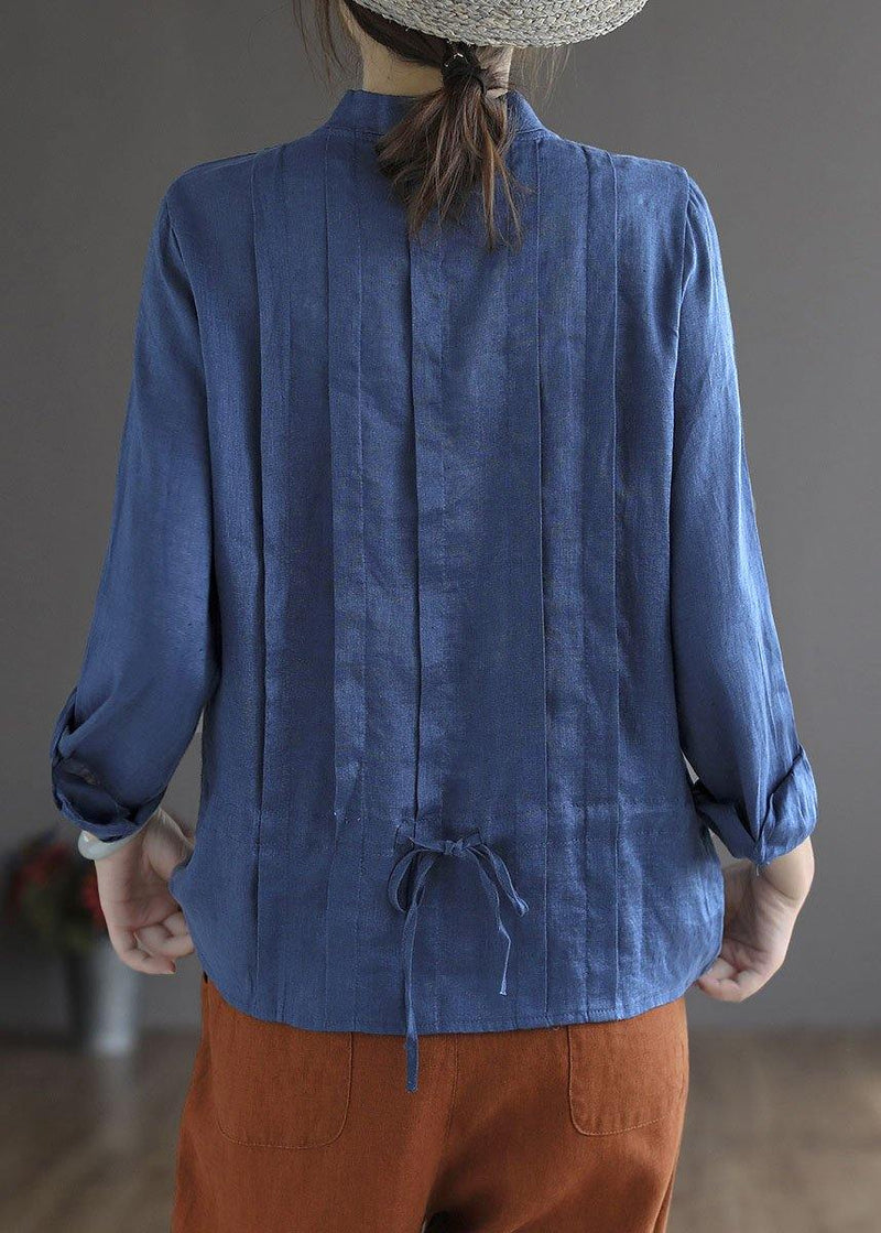 Yellow-floral1 Button Fall Top Long Sleeve Linen