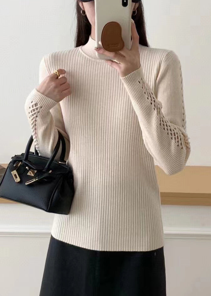 Yellow Hollow Out Knit Sweater Fall