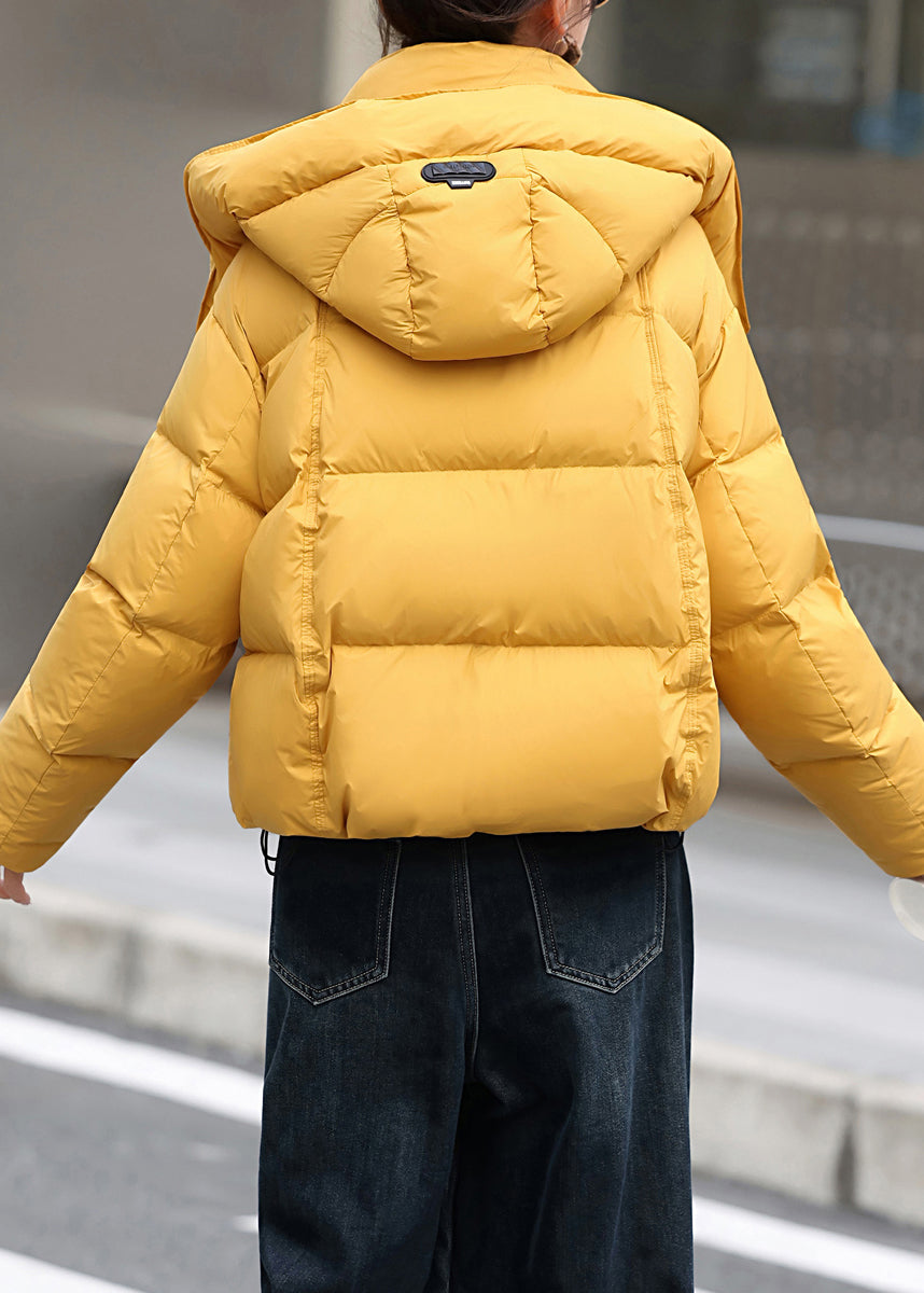 Yellow Hooded Fine Cotton Filled Puffer Jacket Winter