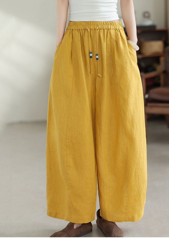 Yellow Oversized Linen Harem Pants Summer