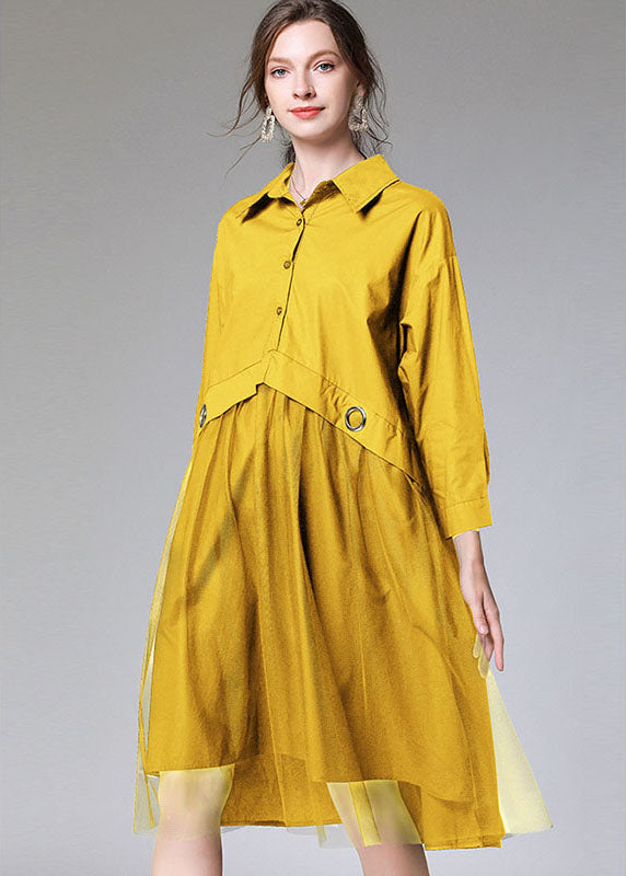 Yellow Patchwork Tulle Dress Fall