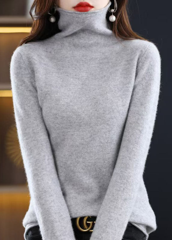 Yellow Turtle Neck Slim Fit Woolen Knit Pullover Spring