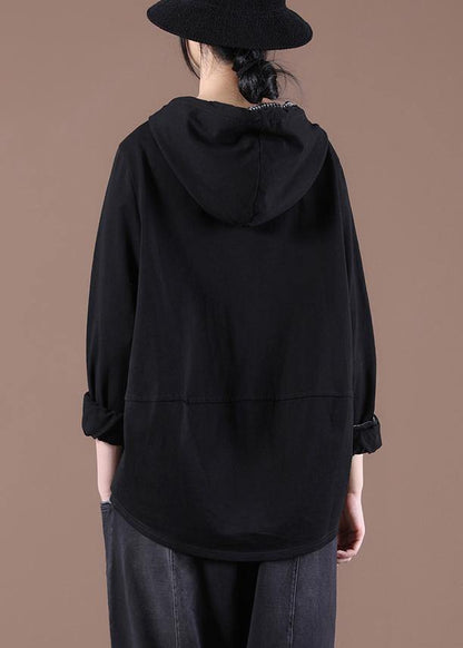 Women Zipper Spring Modern Blouse Black Tops