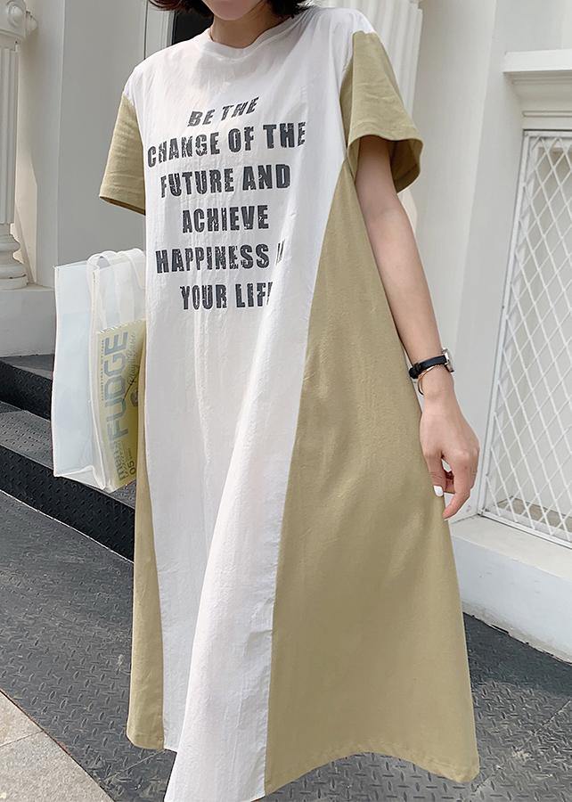 Alphabet Prints Cotton Quilting Clothes Patchwork Long Summer Dress