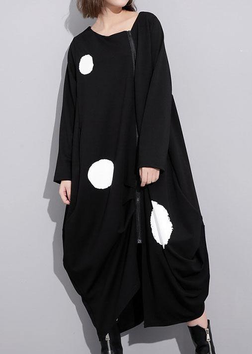 Asymmetric Hem Fine Zippered Trench Dress Black Clothing Dress