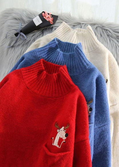 Beige Sweater Dresses Largo Half High Neck Daily Wild Knit Dresses