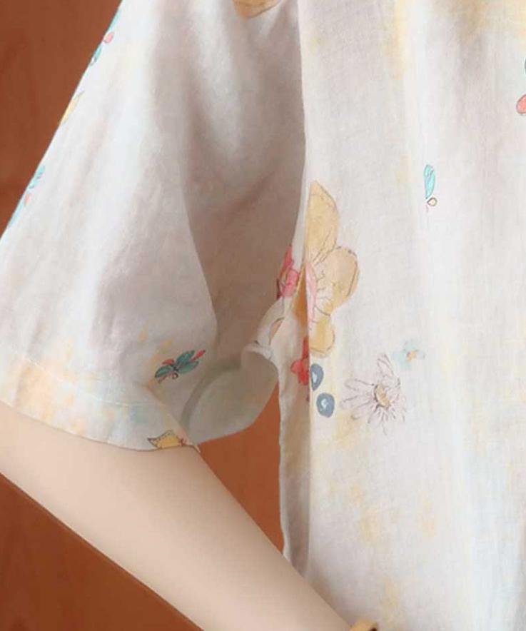 Beige Gray Print Blouses O Neck Silhouette Top