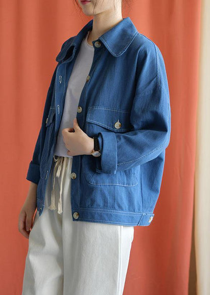 Big Pockets Cotton Blouses for Tutorials Blue Coats Fall